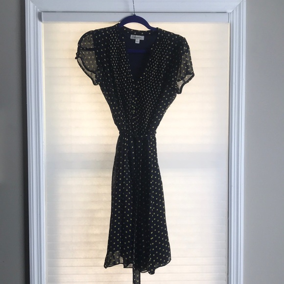 Navy and gold polka dot dress - Picture 1 of 3